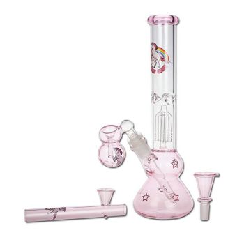 Bong en verre percolateur avec glace | Licorne (Black Leaf)