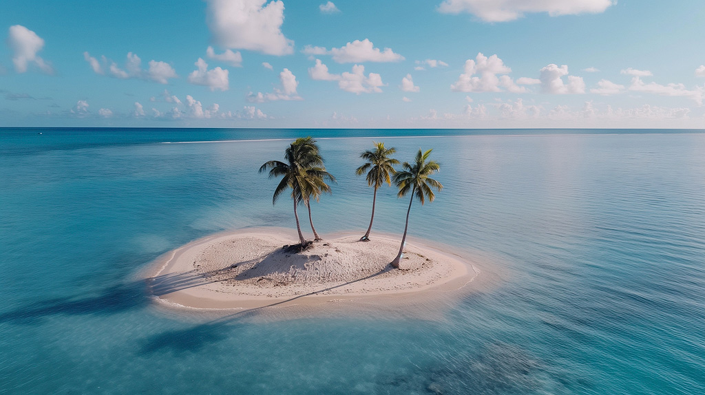 Une île tropicale générée par IA, ressemblant à une scène de rêve.